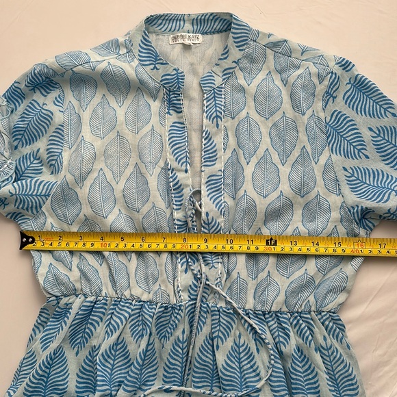 Debbie Katz Sana blue and white boho resort wear mini dress - Picture 9 of 15